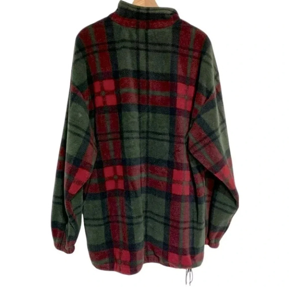 Vintage Fieldmaster XLTall green red black plaid 1/4 zip pull over fleece top - Picture 3 of 4
